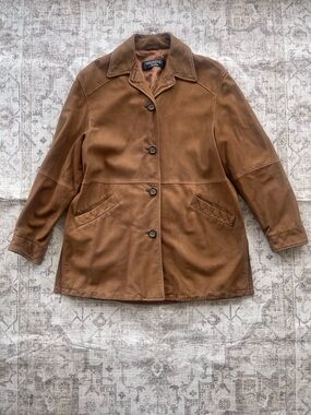 MaxMara Weekend Caramel Brown Leather Button-Front Jacket